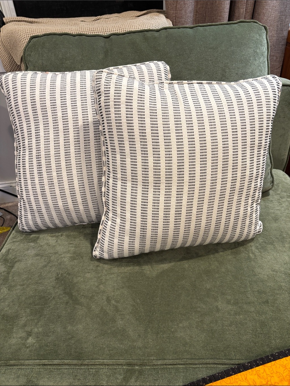 Two Neutral Stripe Decorative Throw Pillow - White and Black